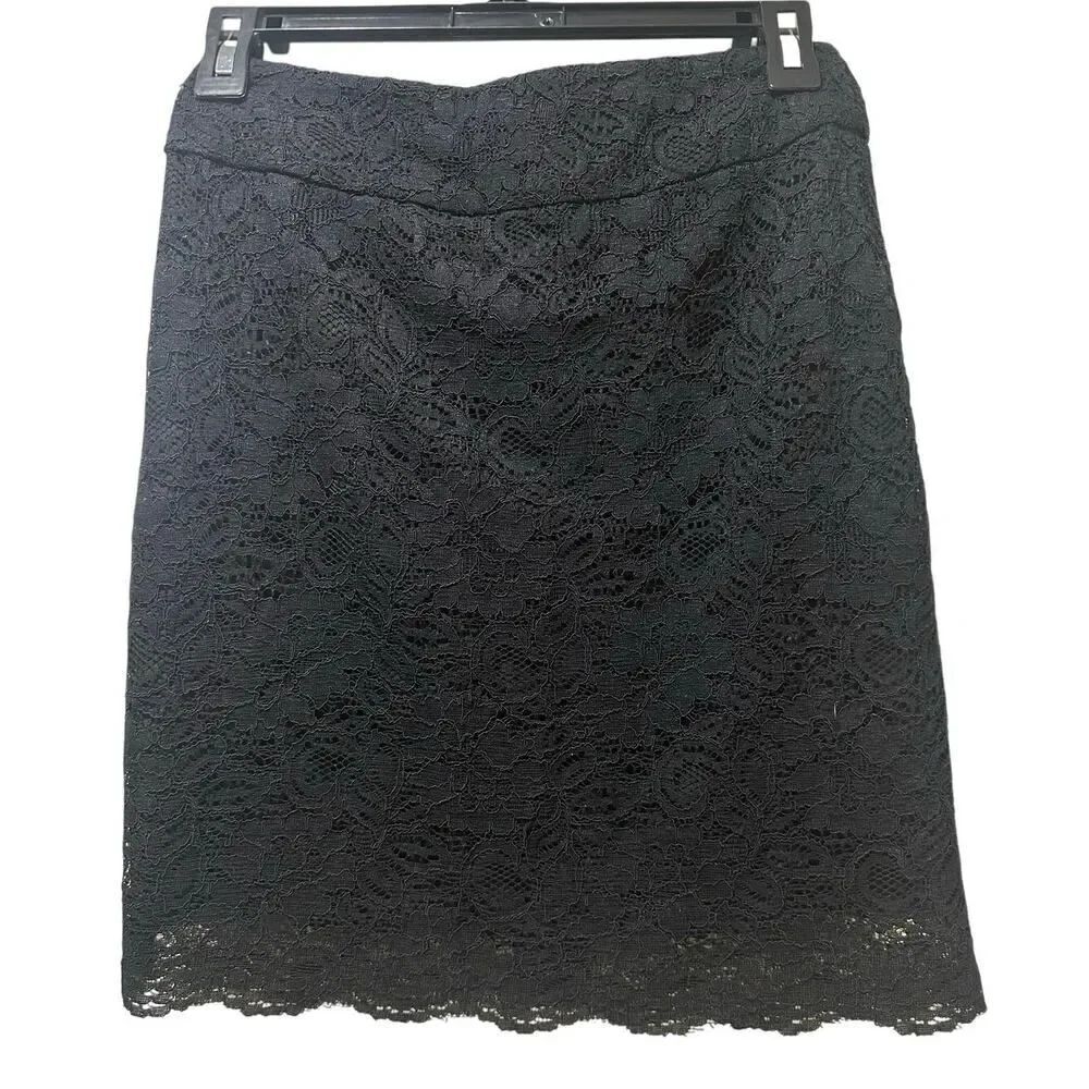 Banana Republic Black Lace Crochet Mini Pencil Skirt Size 00P Petite Whimsigoth